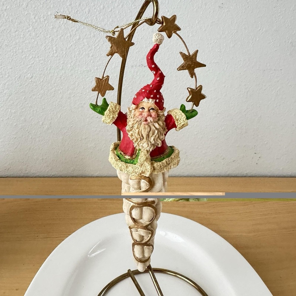 Vintage Y2k Santa Claus Elf Long Teardrop Year 2000 Icicle Christmas Ornament